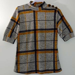 NWOT Olivia Blu, Plaid Short Sleeve Top, Size: L